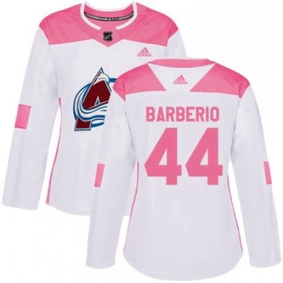 Womens Adidas Colorado Avalanche 44 Mark Barberio Authentic WhitePink Fashion NHL Jersey