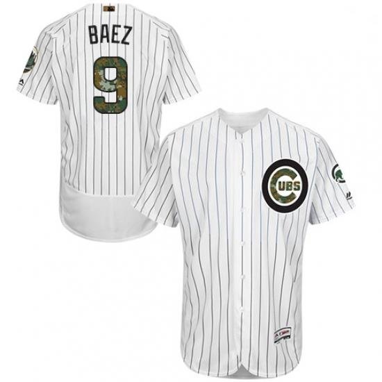 Mens Majestic Chicago Cubs 9 Javier Baez Authentic White 2016 Memorial Day Fashion Flex Base MLB Jersey