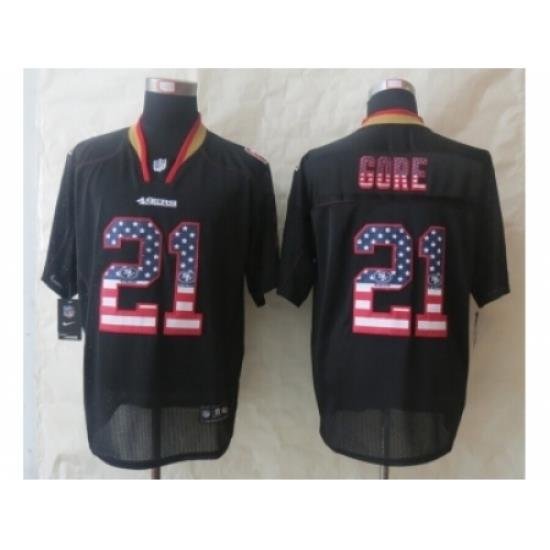 Nike San Francisco 49ers 21 Frank Gore Black Elite USA Flag Fashion NFL Jersey