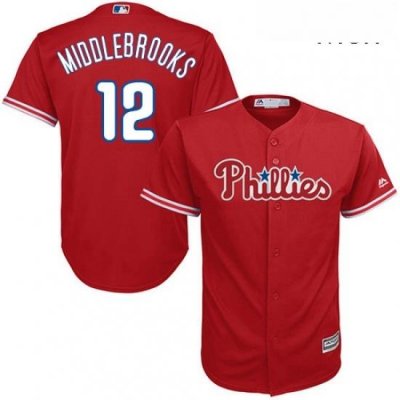 Mens Majestic Philadelphia Phillies 12 Will Middlebrooks Replica Red Alternate Cool Base MLB Jersey