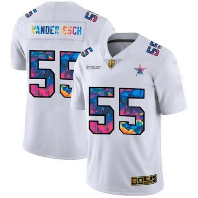 Dallas Cowboys 55 Leighton Vander Esch Men White Nike Multi Color 2020 NFL Crucial Catch Limited NFL Jersey