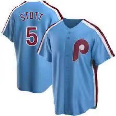 Men Philadelphia Phillies 5 Bryson Stott Blue Cool Base Stitched Jersey