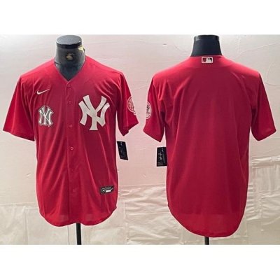 Men NeW York Yankees Big Logo Red Cool Base Stitched Baseball Jersey 5