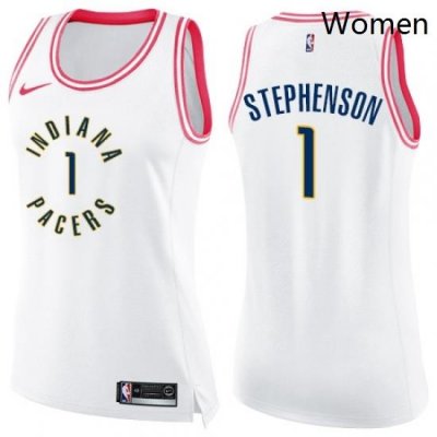 Womens Nike Indiana Pacers 1 Lance Stephenson Swingman WhitePink Fashion NBA Jersey