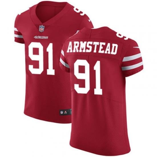 Nike 49ers #91 Arik Armstead Red Team Color Mens Stitched NFL Vapor Untouchable Elite Jersey