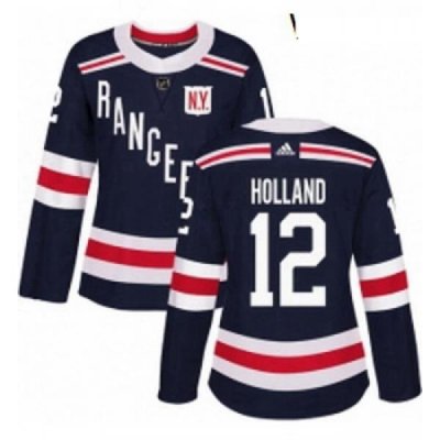 Womens Adidas New York Rangers 12 Peter Holland Authentic Navy Blue 2018 Winter Classic NHL Jersey