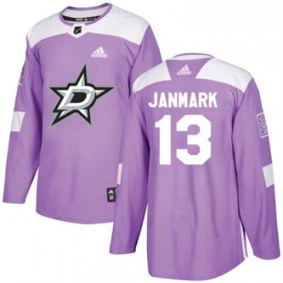 Youth Adidas Dallas Stars 13 Mattias Janmark Authentic Purple Fights Cancer Practice NHL Jersey