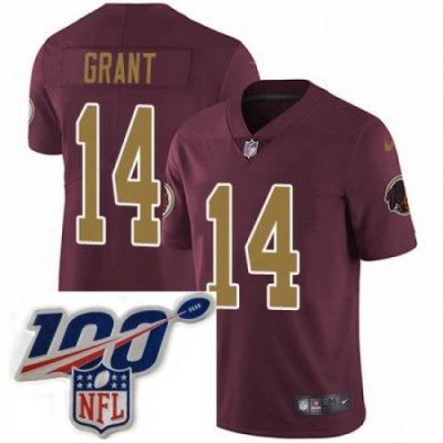 Youth Nike Washington Redskins 14 Ryan Grant Burgundy RedGold Number Alternate 80TH Anniversary Vapor Untouchable Limited Stitched 100th anniversary Neck P