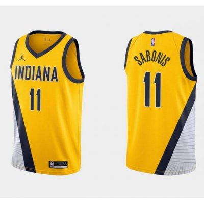 Men Indiana Pacers 11 Domantas Sabonis Yellow Stitched Jersey