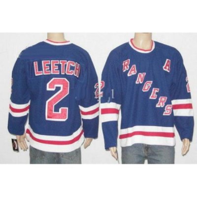 New York Rangers 2 Brian Leetch A patch blue color Ice Hockey jerseys