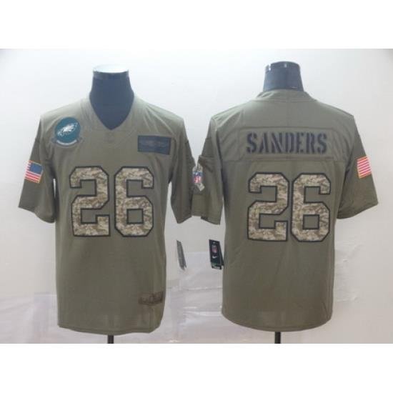 Nike Eagles 26 Miles Sanders 2019 Olive Camo Salute To Service Limited Jersey