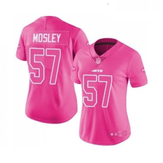 Womens New York Jets 57 CJ Mosley Limited Pink Rush Fashion Football Jersey