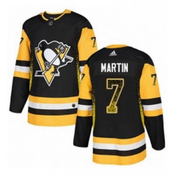 Mens Adidas Pittsburgh Penguins 7 Paul Martin Authentic Black Drift Fashion NHL Jersey