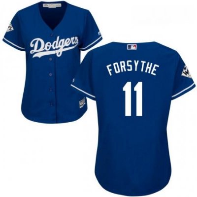 Womens Majestic Los Angeles Dodgers 11 Logan Forsythe Replica Royal Blue Alternate 2017 World Series Bound Cool Base MLB Jersey