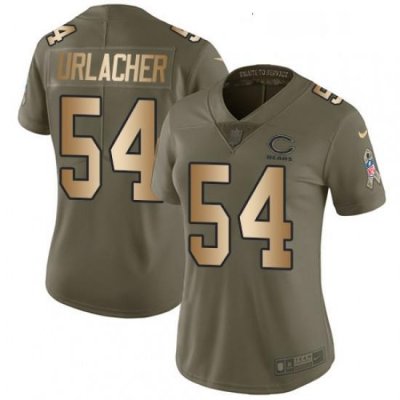 Womens Nike Chicago Bears 54 Brian Urlacher Limited OliveGold Salute to Service NFL Jersey