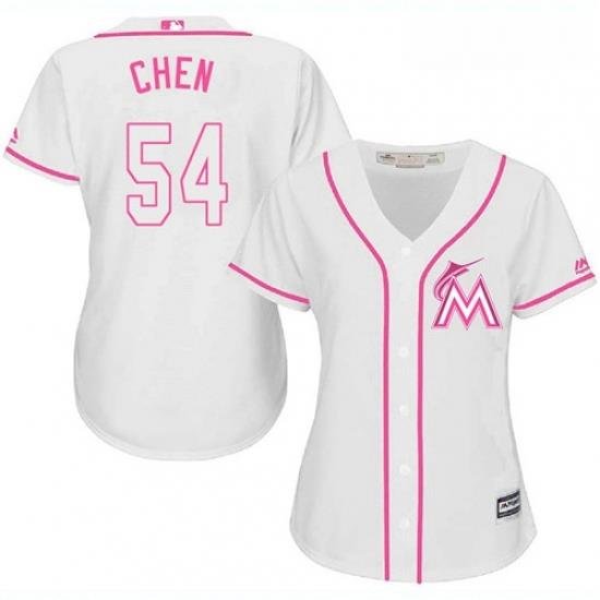 Womens Majestic Miami Marlins 54 Wei Yin Chen Authentic White Fashion Cool Base MLB Jersey