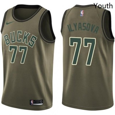 Youth Nike Milwaukee Bucks 77 Ersan Ilyasova Swingman Green Salute to Service NBA Jersey