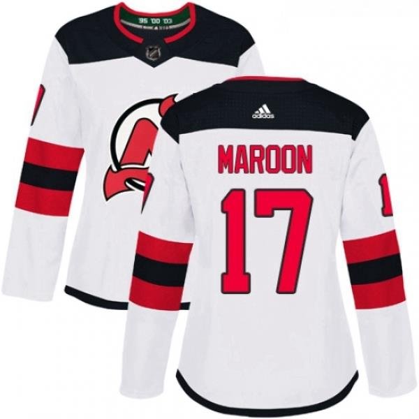 Womens Adidas New Jersey Devils 17 Patrick Maroon Authentic White Away NHL Jersey