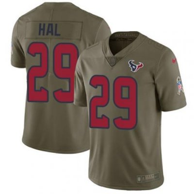 Nike Texans #29 Andre Hal Olive Mens Stitched NFL Limited 2017 Salute To Service Jersey