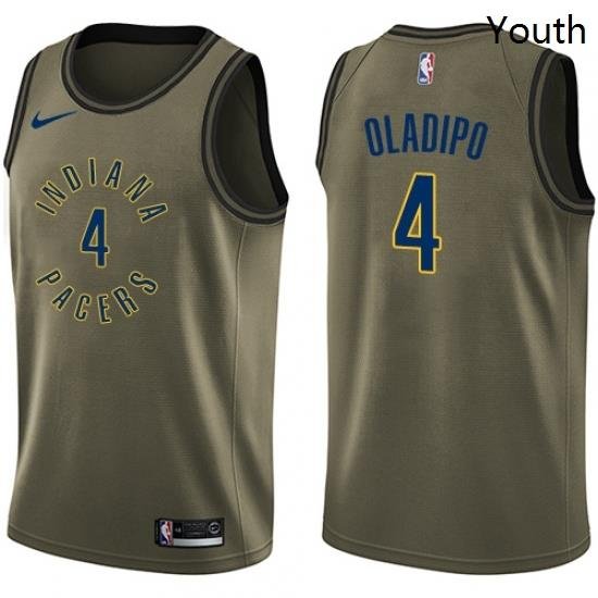 Youth Nike Indiana Pacers 4 Victor Oladipo Swingman Green Salute to Service NBA Jersey