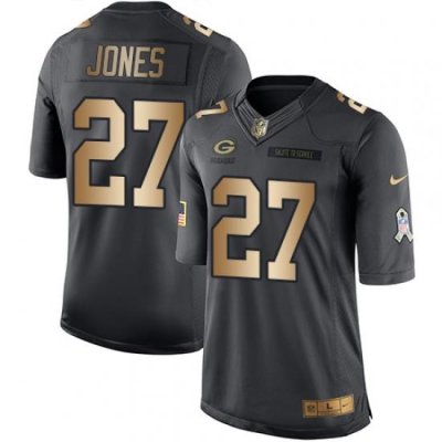 Nike Packers #27 Josh Jones Black Mens Stitched NFL Limited Gold Salute To Service Jersey