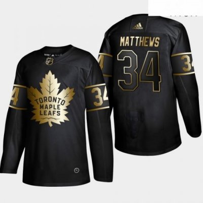 Maple Leafs 34 Auston Matthews Black Gold Adidas Jersey