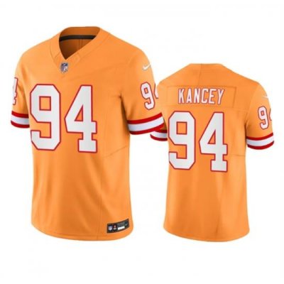 Men Tampa Bay Buccaneers 94 Calijah Kancey Orange Throwback Limited Stitched Jersey