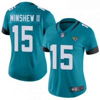 Jaguars #15 Gardner Minshew II Teal Green Alternate Women Stitched Football Vapor Untouchable Limited Jersey