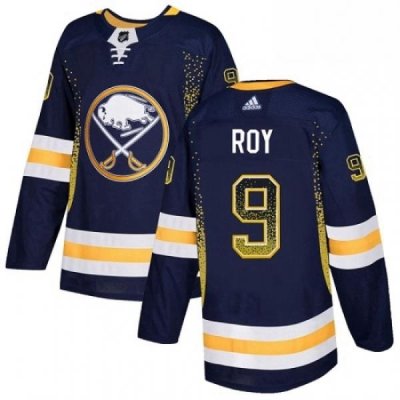 Mens Adidas Buffalo Sabres 9 Derek Roy Authentic Navy Blue Drift Fashion NHL Jersey