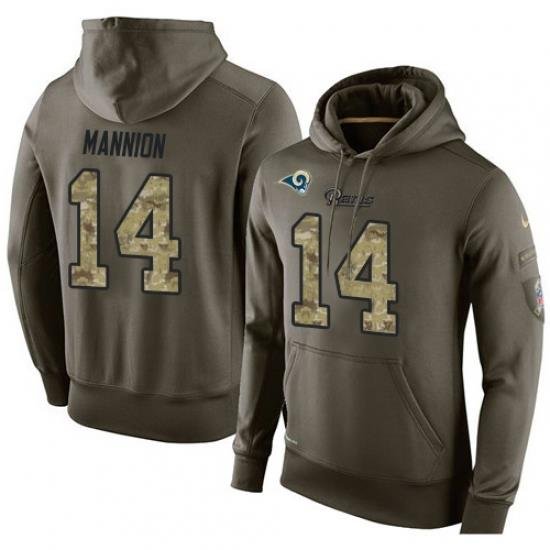 NFL Nike Los Angeles Rams 14 Sean Mannion Green Salute To Service Mens Pullover Hoodie