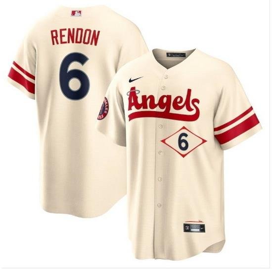 Men Los Angeles Angels 6 Anthony Rendon 2022 Cream City Connect Cool Base Stitched Jersey