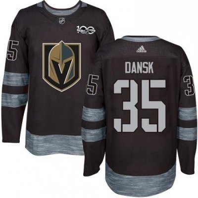 Mens Adidas Vegas Golden Knights 35 Oscar Dansk Authentic Black 1917 2017 100th Anniversary NHL Jersey