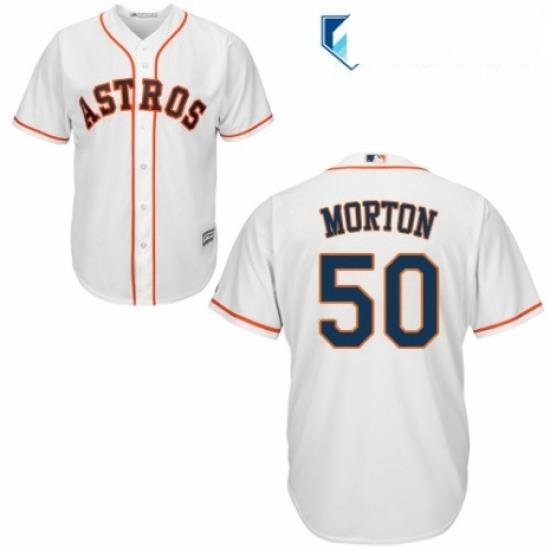 Mens Majestic Houston Astros 50 Charlie Morton Replica White Home Cool Base MLB Jersey