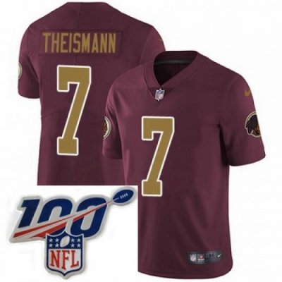 Mens Nike Washington Redskins 7 Joe Theismann Burgundy RedGold Number Alternate 80TH Anniversary Vapor Untouchable Limited Stitched 100th anniversary Neck