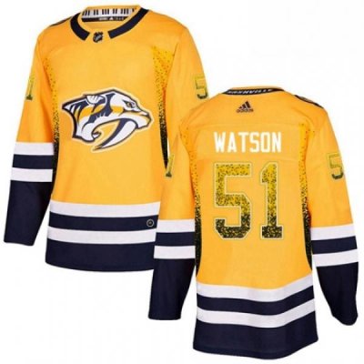 Mens Adidas Nashville Predators 51 Austin Watson Authentic Gold Drift Fashion NHL Jersey