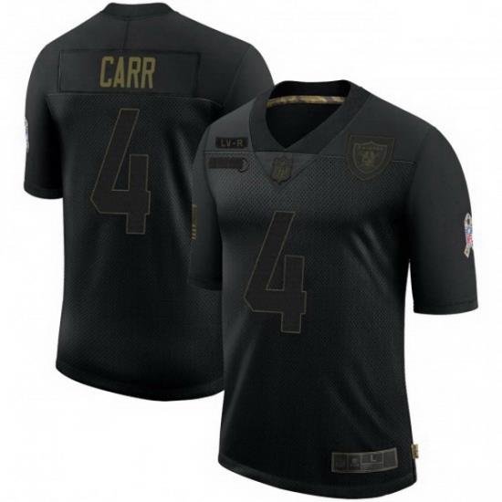 Men Las Vegas Raiders 4 Derek Carr Black 2020 Salute To Service Limited Jersey