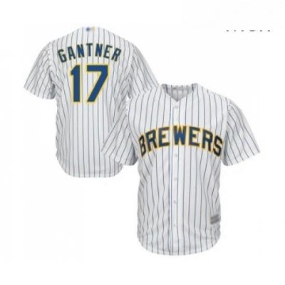 Mens Milwaukee Brewers 17 Jim Gantner Replica White Home Cool Base Baseball Jersey