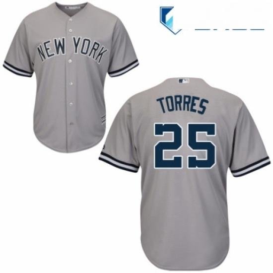 Youth Majestic New York Yankees 25 Gleyber Torres Authentic Grey Road MLB Jersey