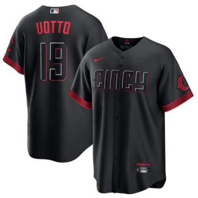 Men Cincinnati Reds 19 Joey Votto 2023 City Connect Cool Base Stitched Baseball Jersey