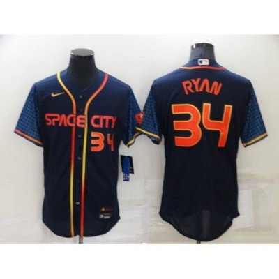 Men Houston Astros 34 Nolan Ryan 2022 Navy City Connect Flex Base Stitched Baseball Jerse