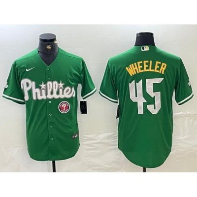 men philadelphia phillies 45 zack Wheeler green 2024 city connect stitched jersey II