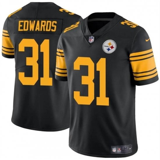 Men Pittsburgh Steelers 31 Daijun Edwards Black Color Rush Limited Stitched Jersey