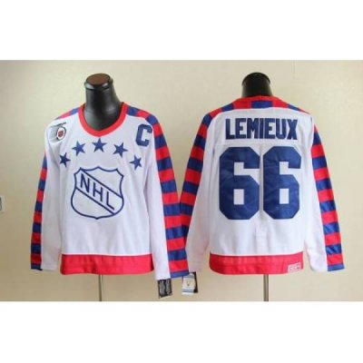 Penguins #66 Mario Lemieux White All Star CCM Throwback 75TH Stitched NHL Jersey