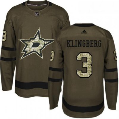 Youth Adidas Dallas Stars 3 John Klingberg Premier Green Salute to Service NHL Jersey