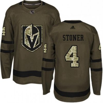 Youth Adidas Vegas Golden Knights 4 Clayton Stoner Authentic Green Salute to Service NHL Jersey