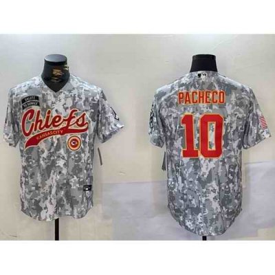 Men Kansas City Chiefs 10 Isiah Pacheco 2024 Arctic Camo Salute To Service Stitched Baseball Jersey 2