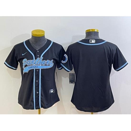 Women Carolina Panthers Blank Black With Patch Cool Base Stitched Baseball Jersey