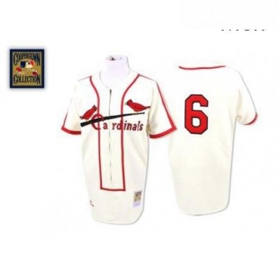 Mens Mitchell and Ness St Louis Cardinals 6 Stan Musial Replica Cream Throwback MLB Jersey