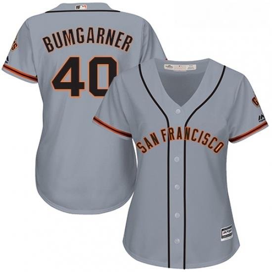 Womens Majestic San Francisco Giants 40 Madison Bumgarner Replica Grey Road Cool Base MLB Jersey