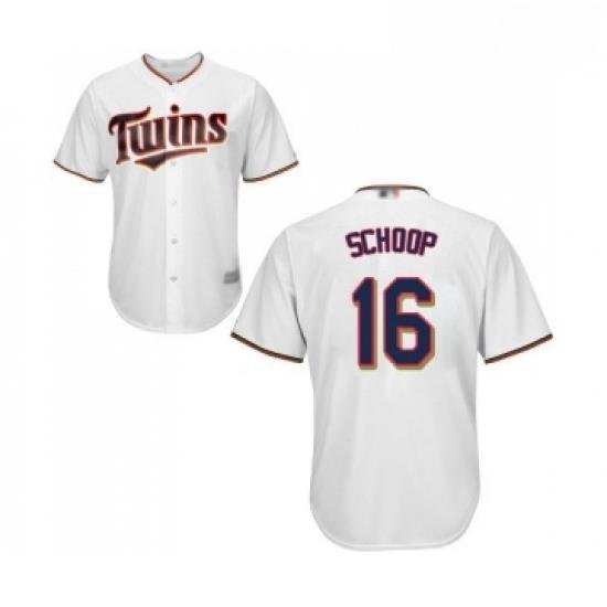 Youth Minnesota Twins 16 Jonathan Schoop Replica White Home Cool Base Baseball Jersey